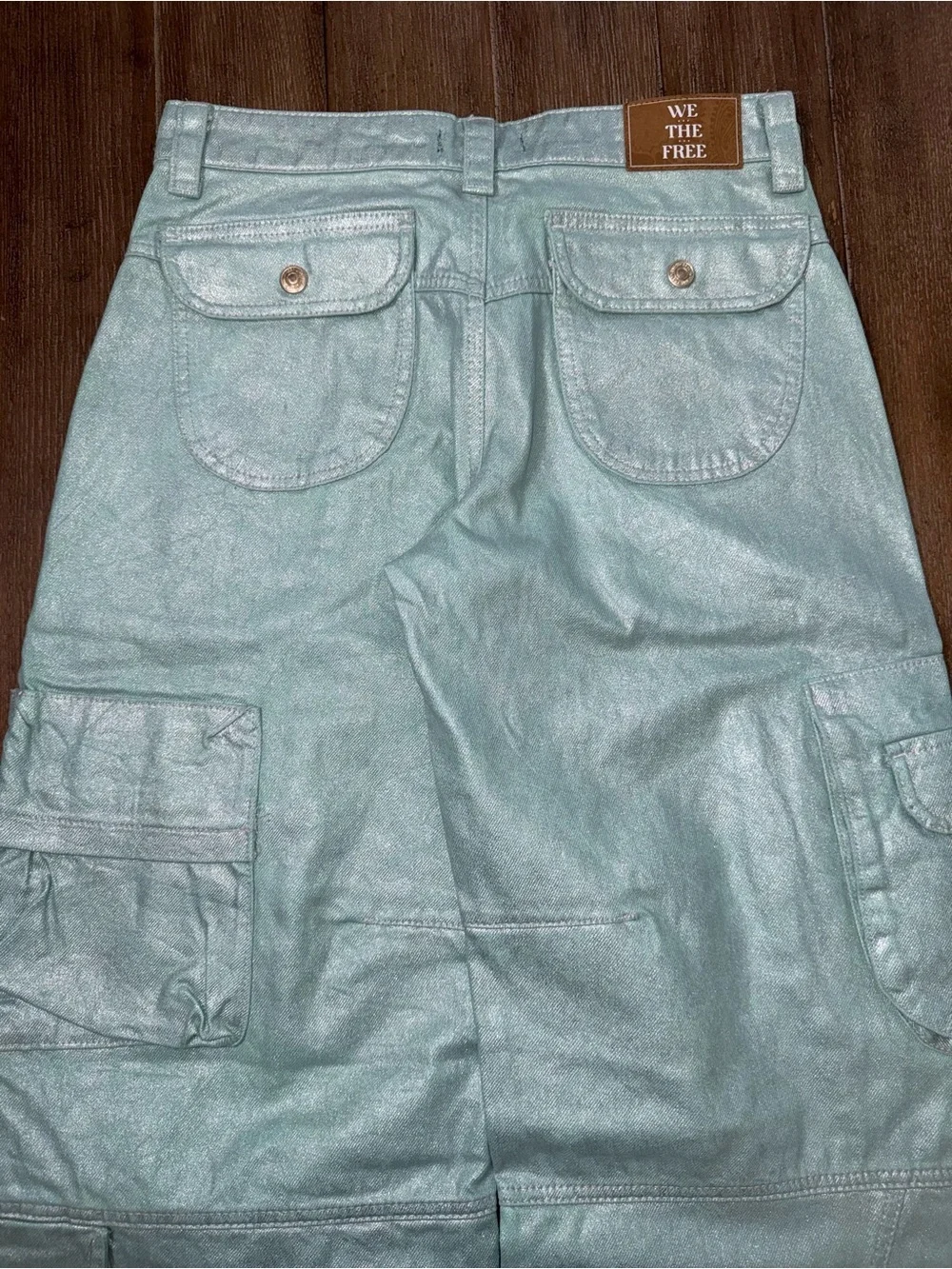 Free People Lap Of Luxury Barrel Cargo Jeans 26 parachute baggy slouchymetallic